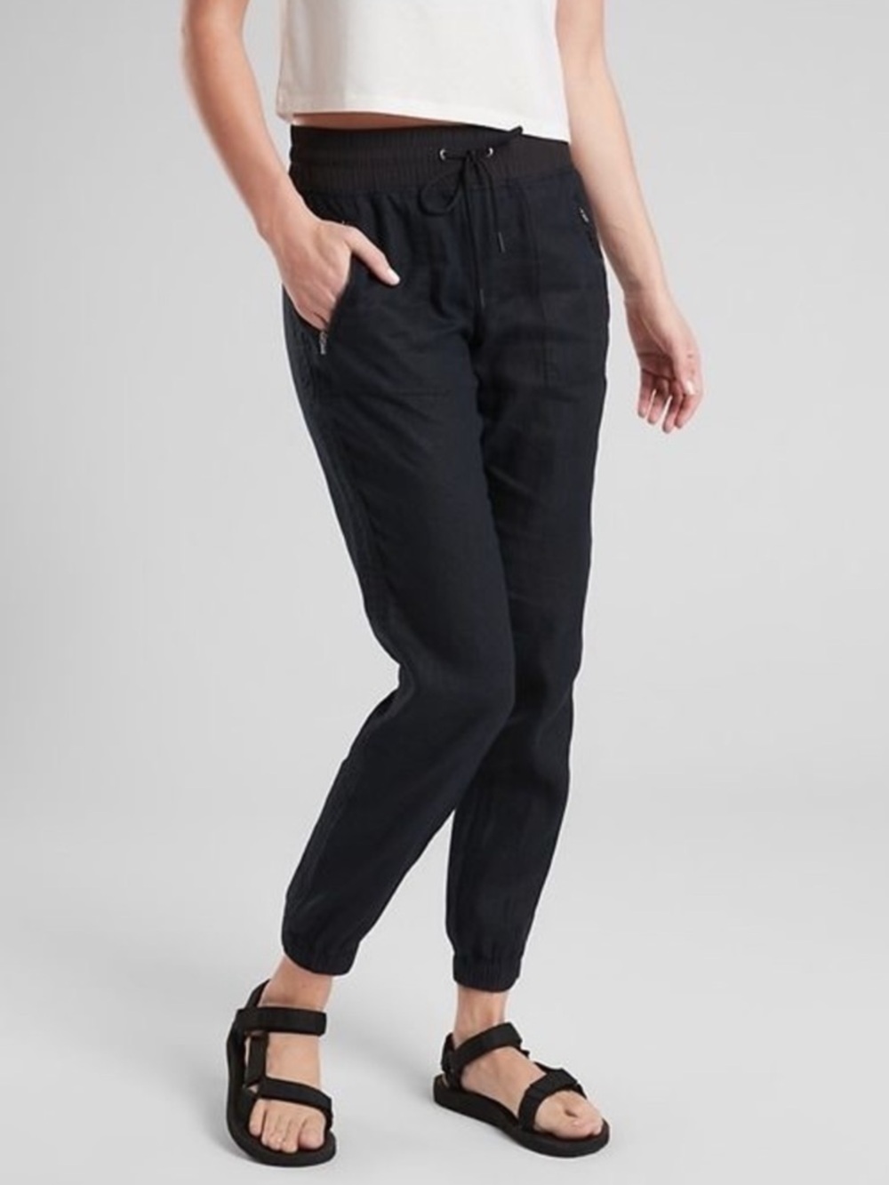 Athleta Black Drawstring Jogger Track Pants